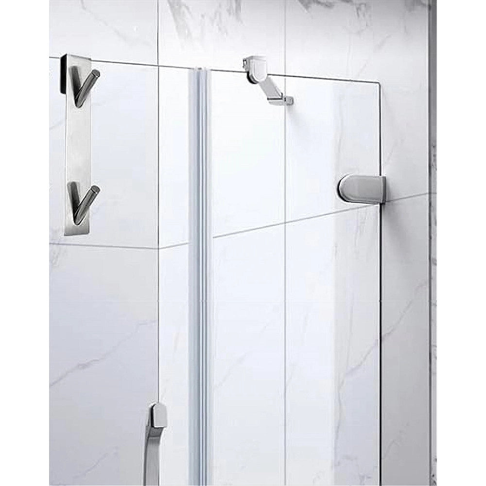 Trade Shop - Gancio Doppio Per Porta Box Doccia Per Appendere Asciugamani Bagno 4x18 Cm 87766 -
