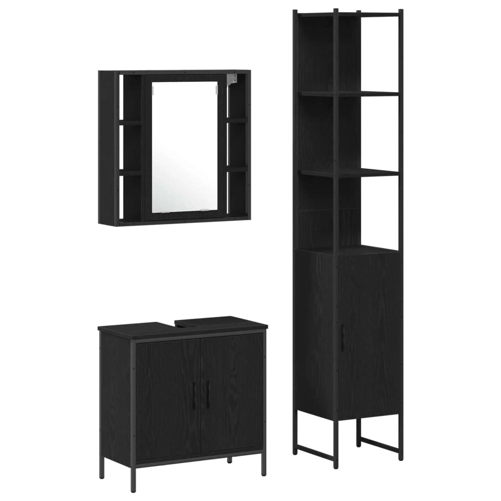 Unità da Bagno con lo scaffale 3 pcs Nero Legno multistrato 3334385