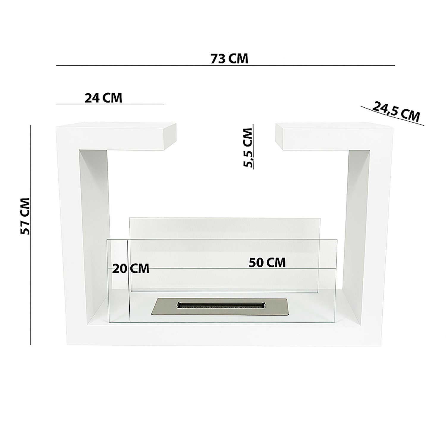 Camino a Bioetanolo da Terra Venus Free Standing Geometrico e Vetri Protettivi Serbatoio 850 ml in Acciaio Verniciato