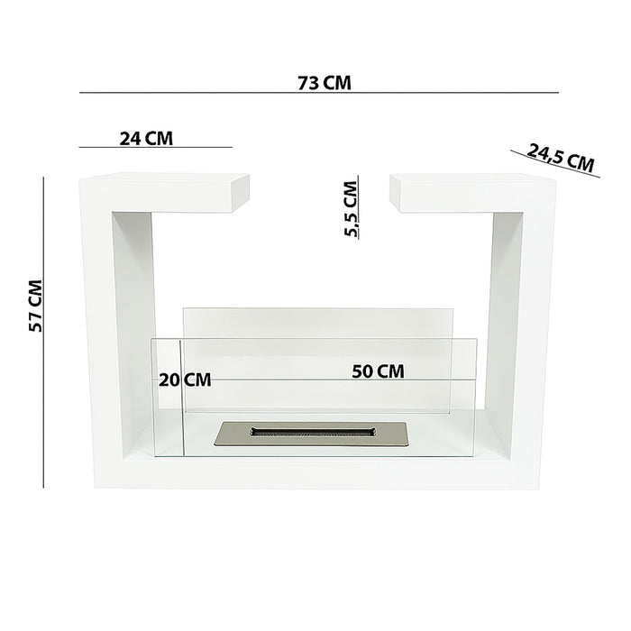 Camino a Bioetanolo da Terra Venus Free Standing Geometrico e Vetri Protettivi Serbatoio 850 ml in Acciaio Verniciato