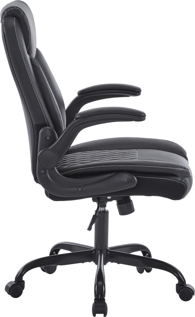 Sedia da ufficio ergonomica con supporto lombare e braccioli ribaltabili seduta imbottita in pelle nera