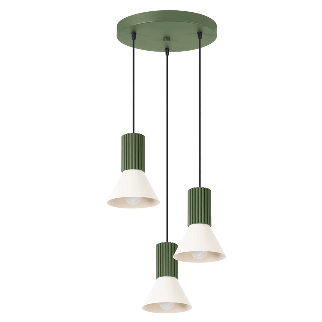 Lampada a sospensione moderna tripla verde/beige E14 MOLDEA