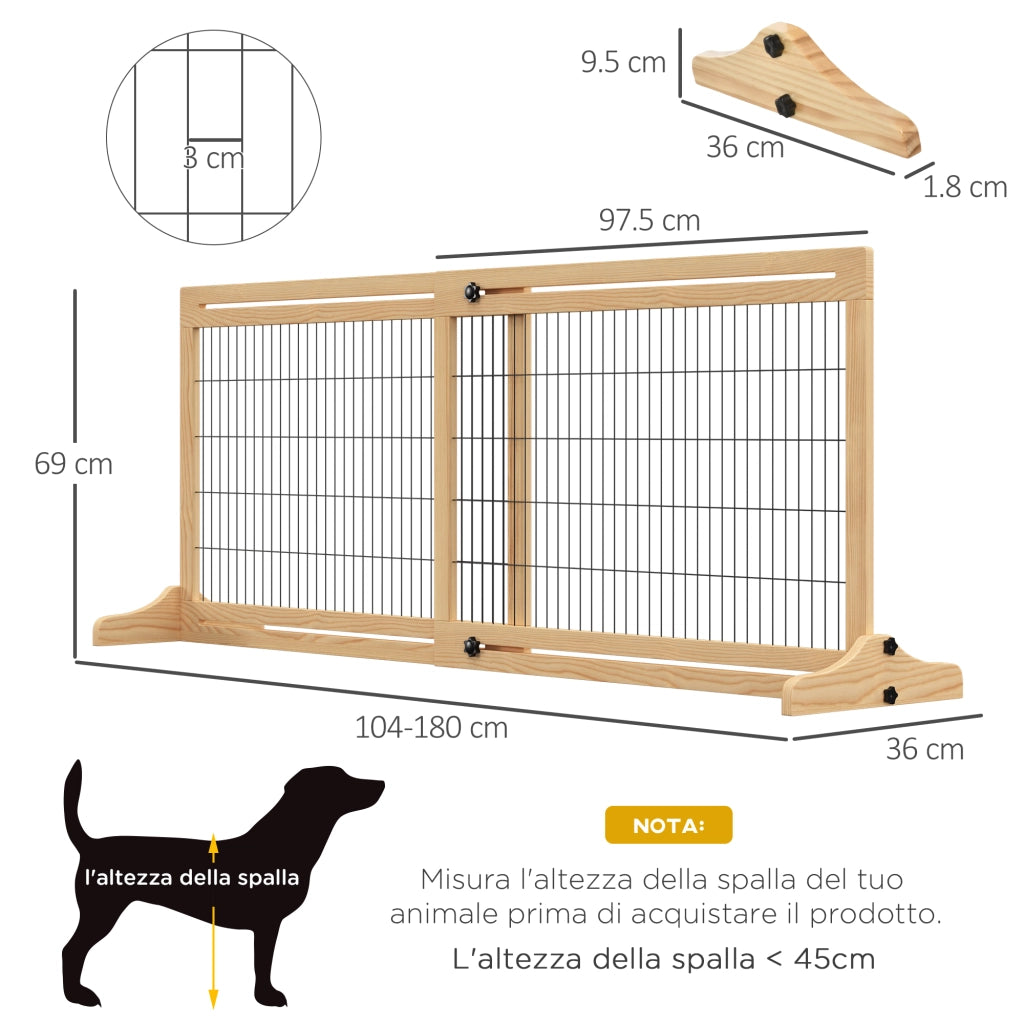 Cancellino per Cani in Legno e Acciaio ¨C Zephmum ¨C Legno 104-180x36x69 cm