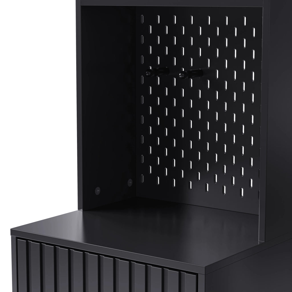 Mobile d??Ingresso con Panca Imbottita; 4 Ganci; Ante e 2 Cassetti con Guide; in MDF; Nero; 100??35??180 cm