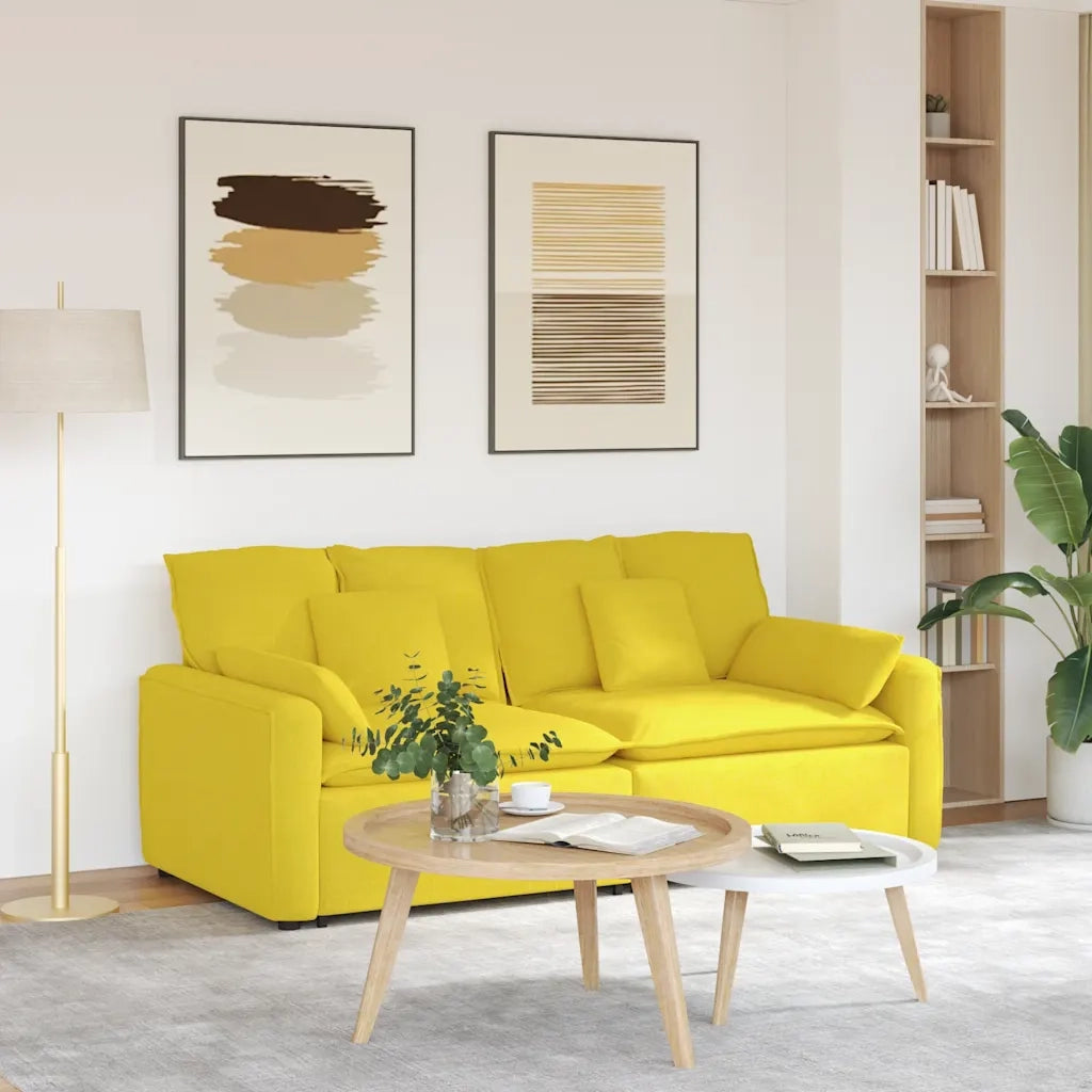 Divano Modulare con Cuscini Giallo Chiaro 3321125