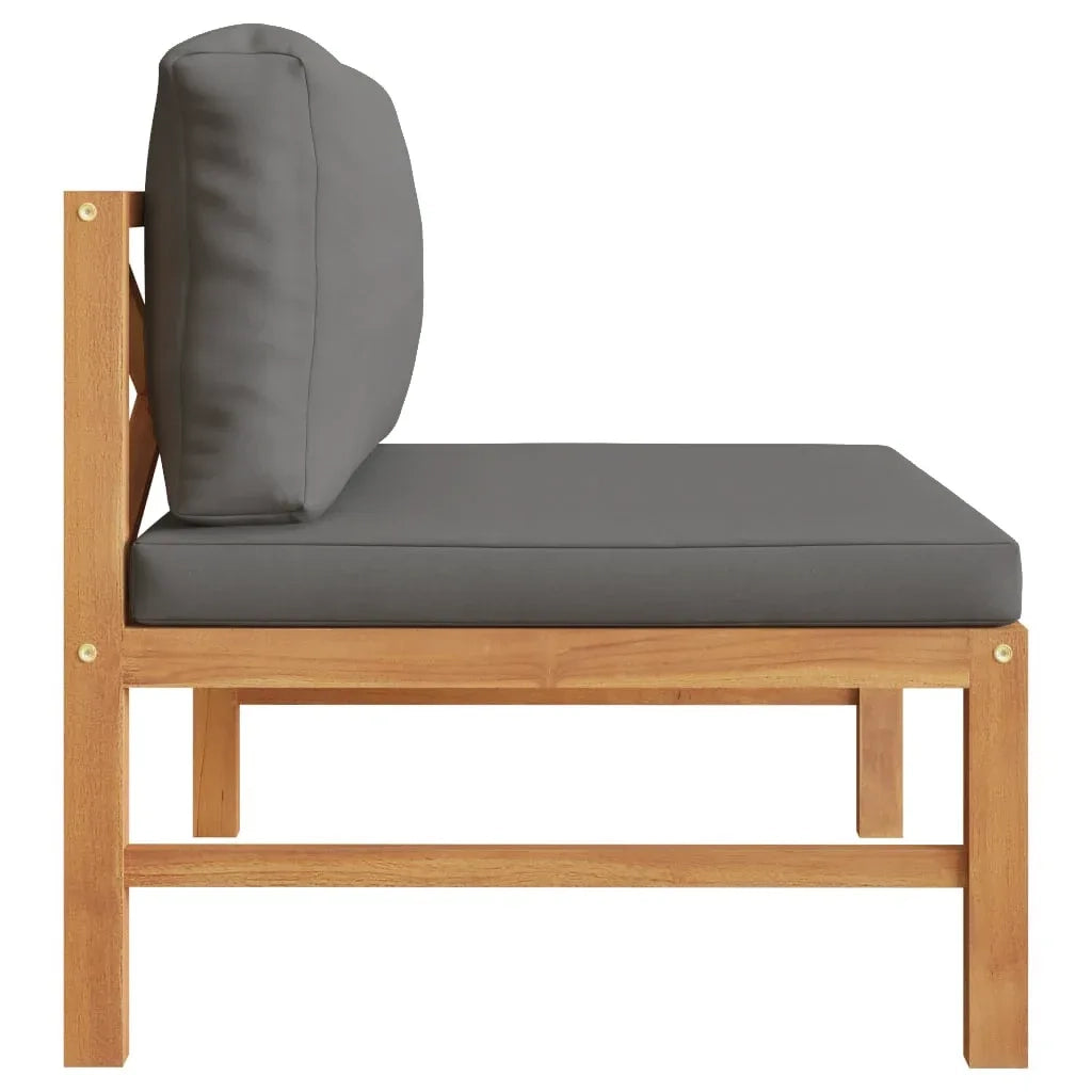 Divano Centrale con Cuscini Grigio Scuro in Massello di Teak cod mxl 55994