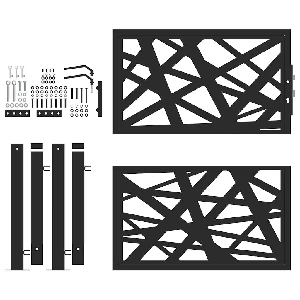 Cancello Giardino Nero 105x106 cm in Acciaio Design Leggero