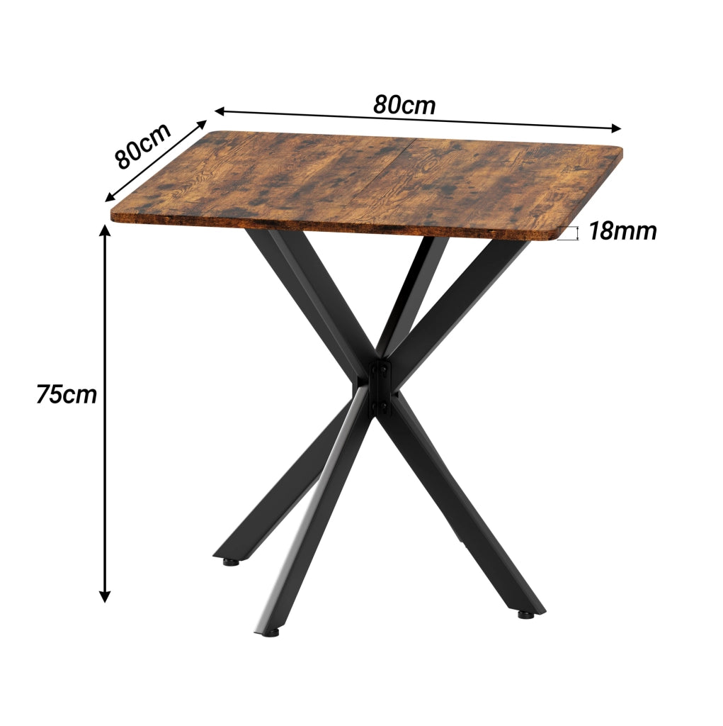 Tavolino 80x80x75 cm; stabile con gambe a X; truciolare; marrone