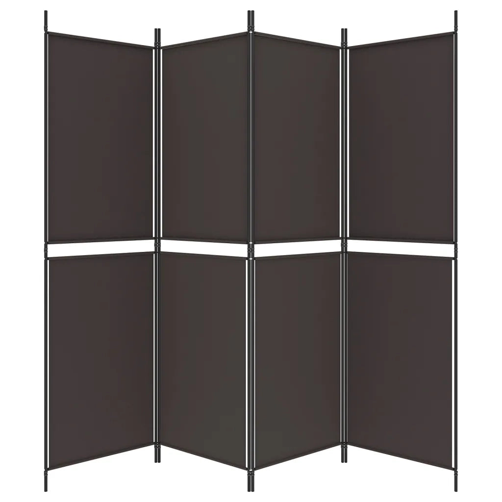 Divisorio a 4 Pannelli Marrone 200x180 cm in Tessuto 350215