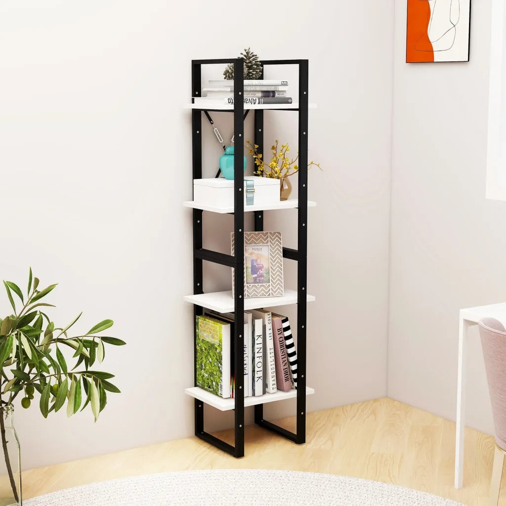 Libreria a 4 Ripiani Bianca 40x30x140 cm in Massello di Pino
