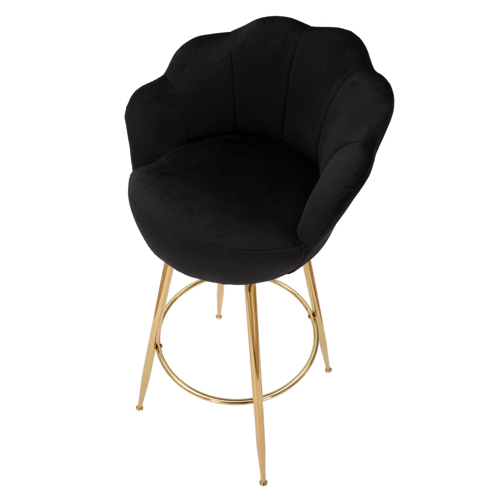 Tequis, Sgabello Rivestimento in Velluto, 55x53x110h cm Nero