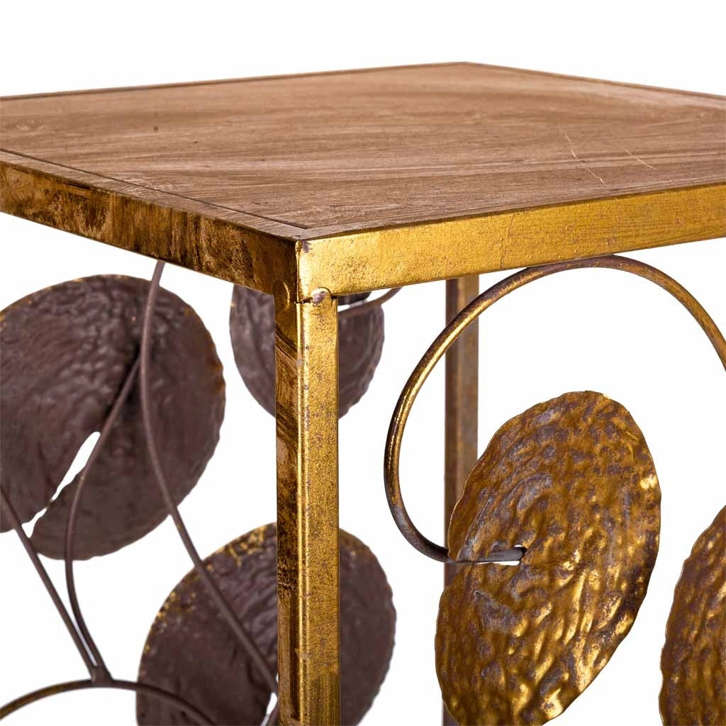 Tavolino angolare in metallo dorato 28x28x66h