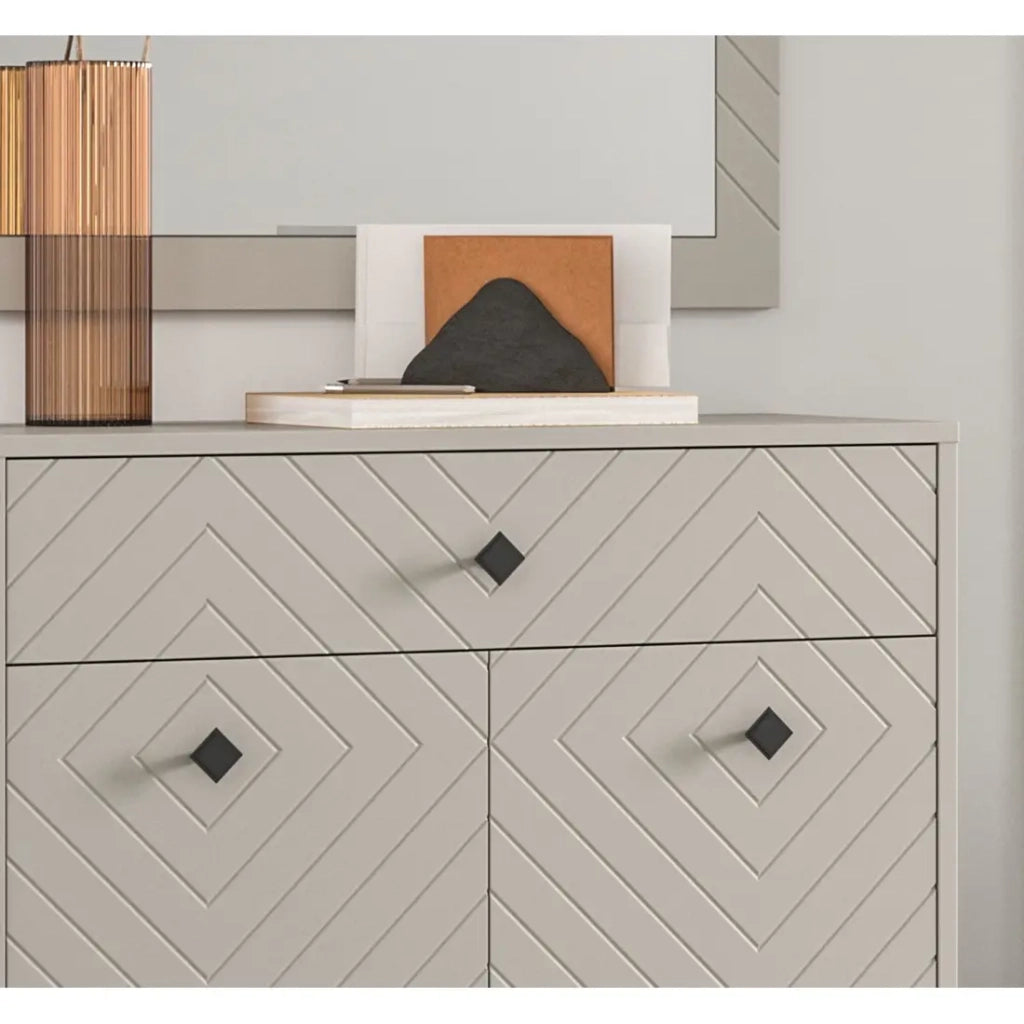 Armadio LUNA – Beige opaco – 3 porte, 6 vani – Da posizionare