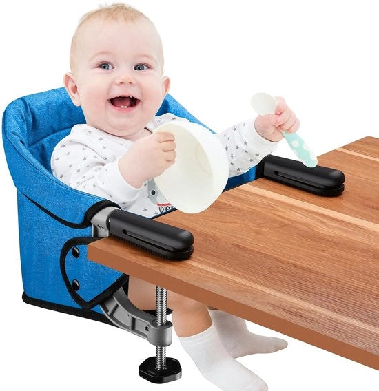 Seggiolino da Cucina e Alta Funzionalità, Con Tasca Portatile, Ideale per la Casa e la Vacanza, Blu chiaro