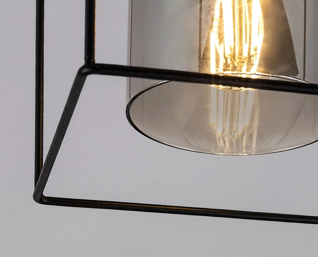 Plafoniera Rabalux Chadwick nera vetro fumé E27 25W