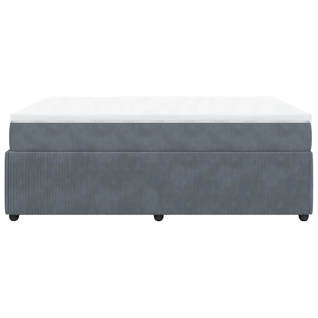 Giroletto a Molle con Materasso Grigio Scuro 140x200 cm Velluto 3285645