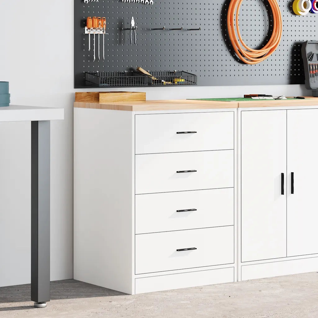 vidaXL Armadietto da Garage Bianco 60x51x85 cm Legno Massello di Pino