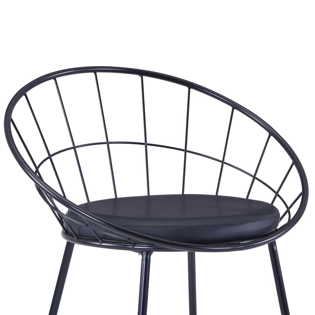 Sedie da Pranzo con Seduta in Similpelle 4 pz Nere in Acciaio 276235