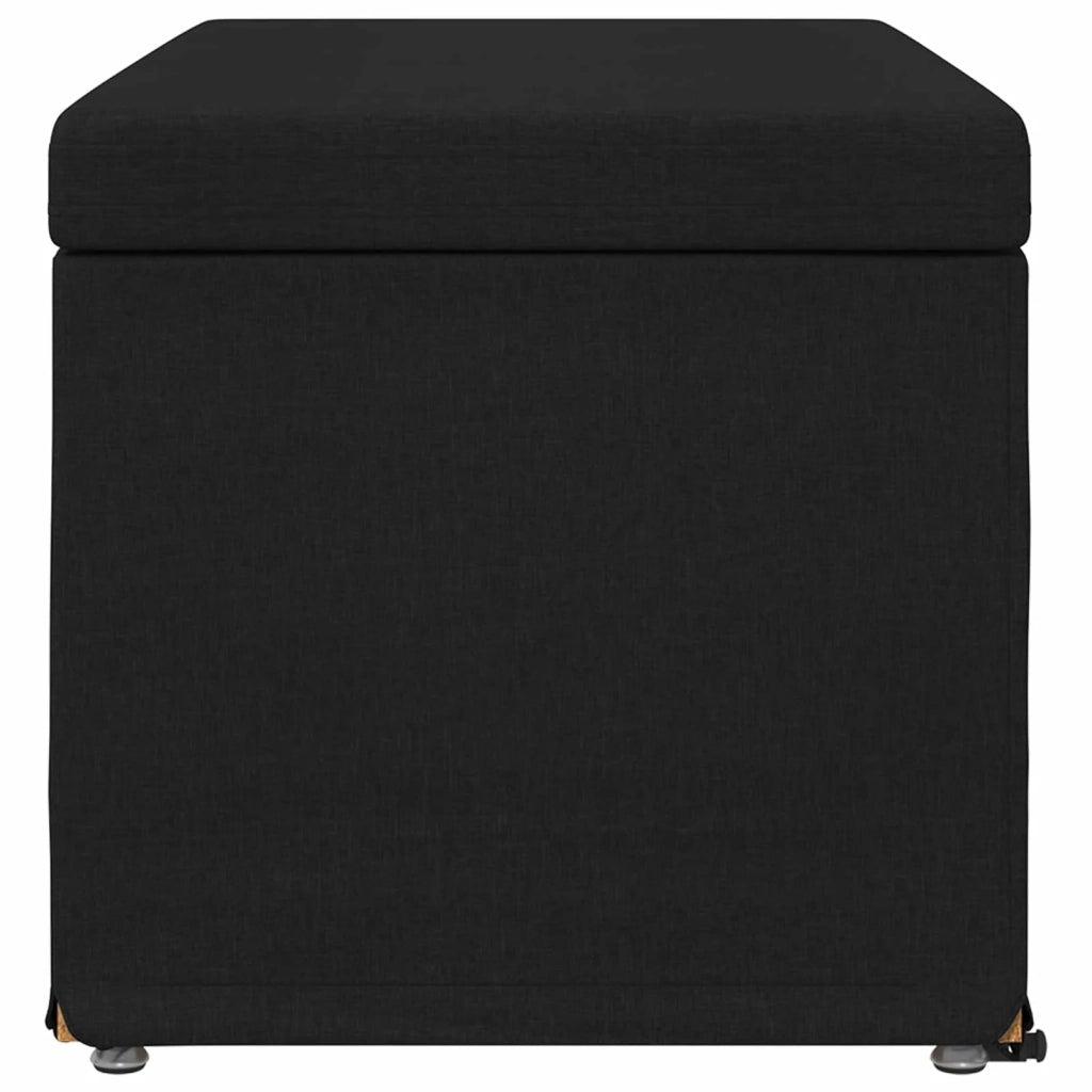 Pouf Nero 81 x 41 x 40 cm Tessuto e Legno Ingegnerizzato