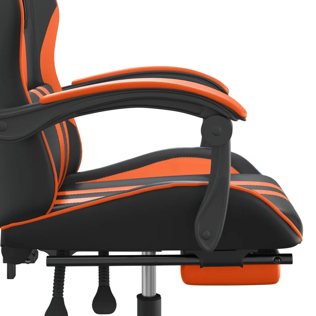 Sedia da Gaming Girevole Poggiapiedi Nero Arancione Similpelle 349537