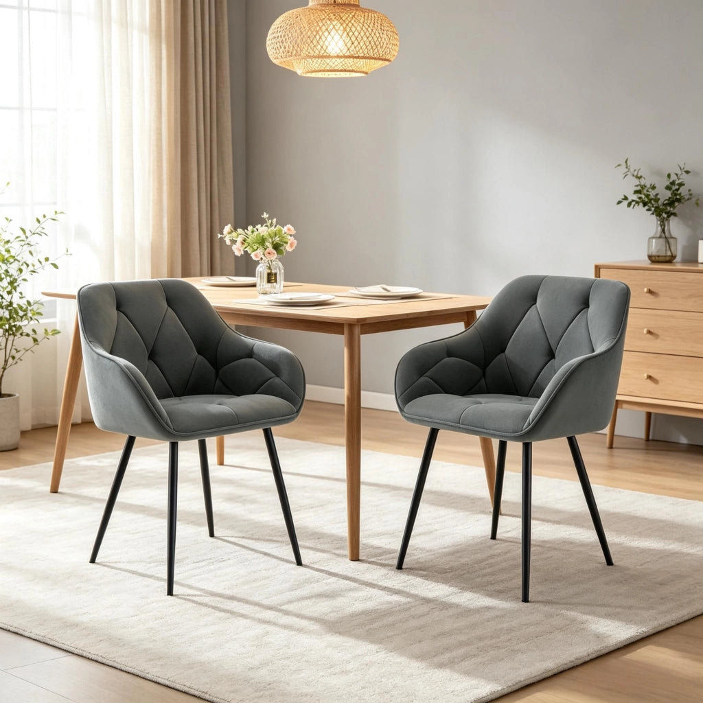 SEDIA da pranzo ergonomica 45,5x45x83,5 cm velluto grigio scuro Set da 2 pezzi