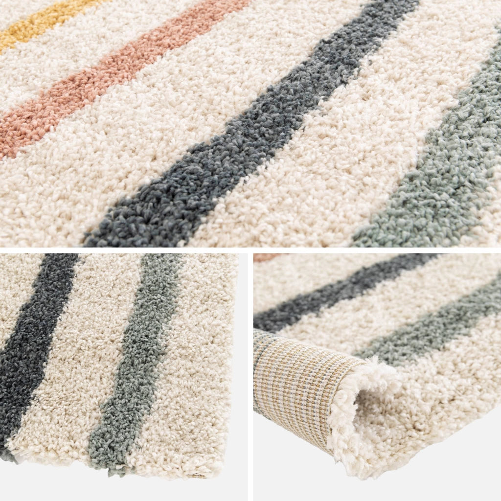 Tappeto per bambini con arcobaleno, tappeto per interni color crema e