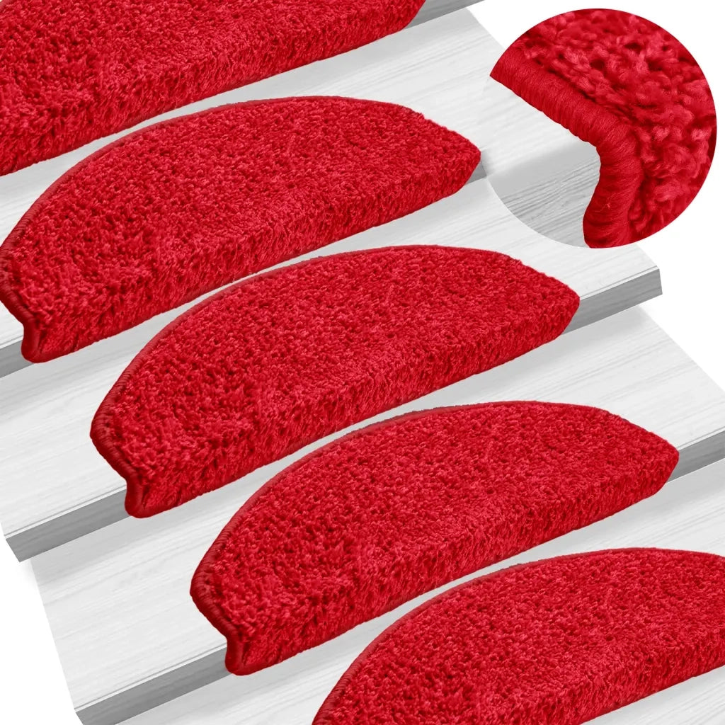 Tappetini per scale 10 pz | Gradini per Scale 65x21x4 cm rossi semicircolari grandi
