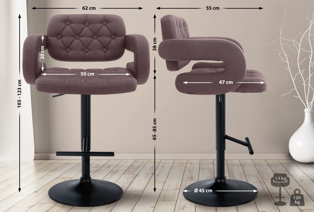 Sgabello Dublin in tessuto marrone,nero