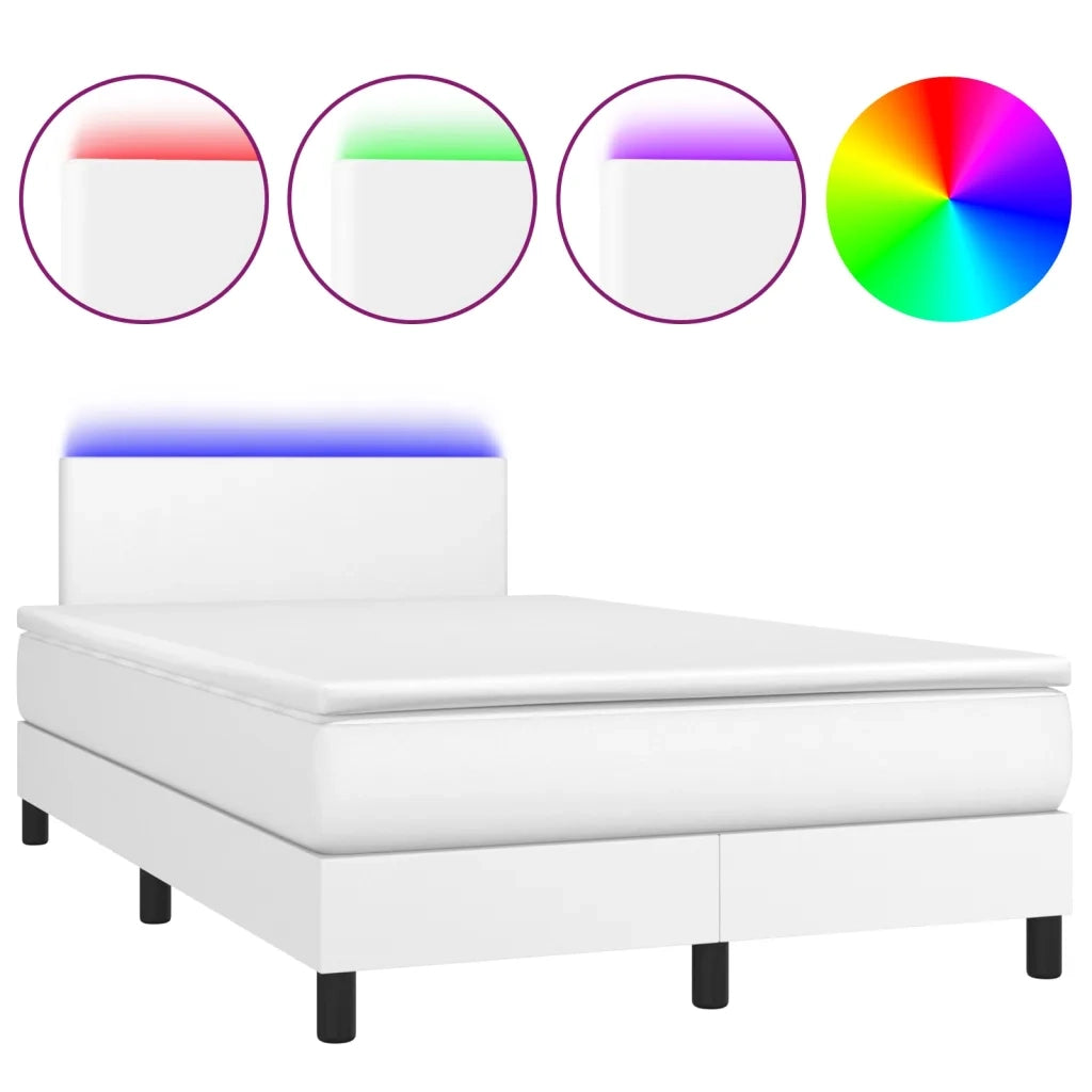 Giroletto Molle con Materasso e LED Bianco 120x200cm Similpelle 3134094