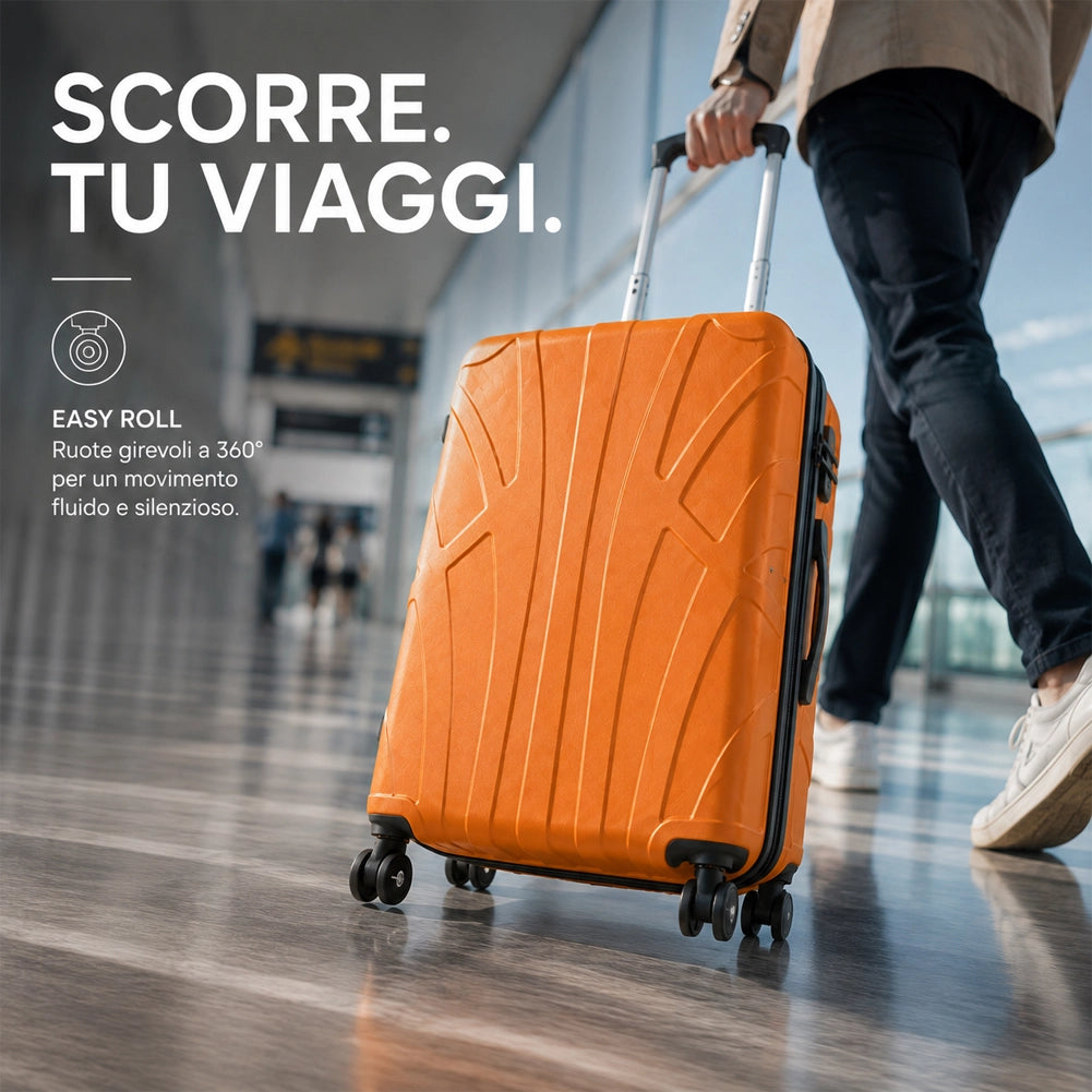 Valigia Bagaglio a Mano 55x40x20cm Arancio Trolley Lugano Adatto Ryanair Easyjet