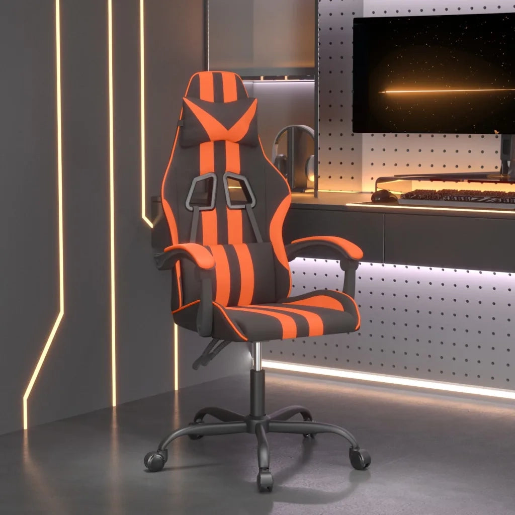 Sedia da Gaming Girevole Nero e Arancione in Similpelle cod mxl 70454