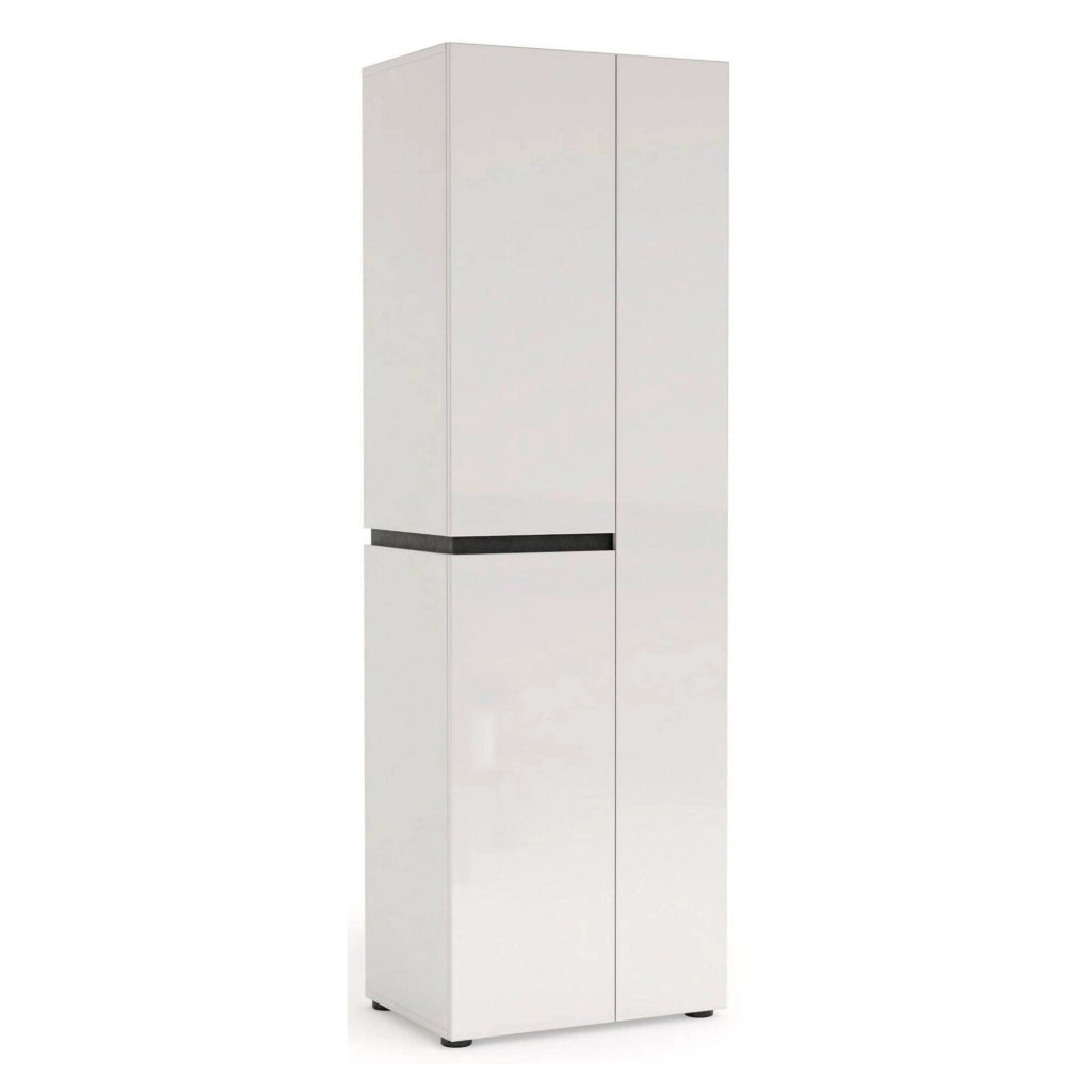 Linfa, Armadio Multiuso Grande Cassetti Made in Italy, 60.8x190h cm Bianco Lucido