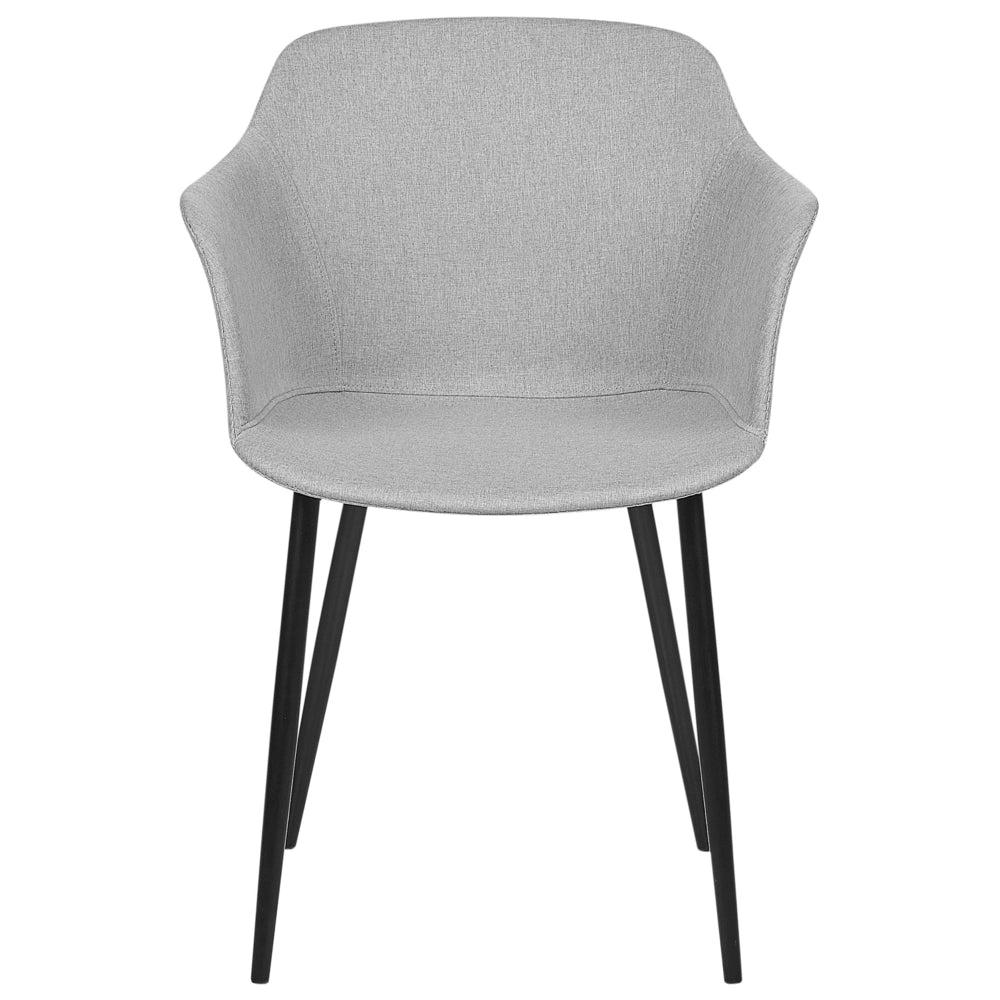Set di 2 sedie da pranzo in tessuto grigio chiaro imbottito con gambe nere Stile retrò Mobili per il soggiorno