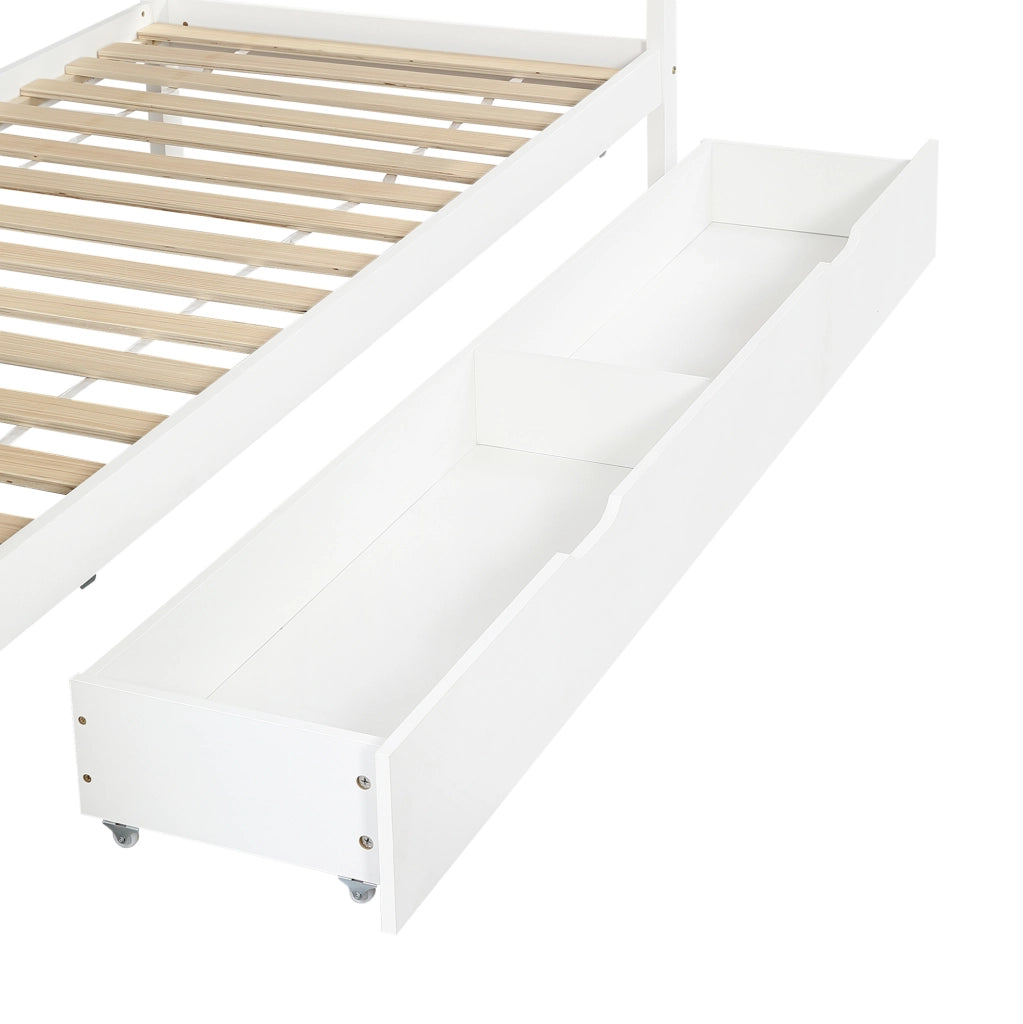 Letto singolo per bambini con contenitore laterale e 5 cassetti 90x200 cm