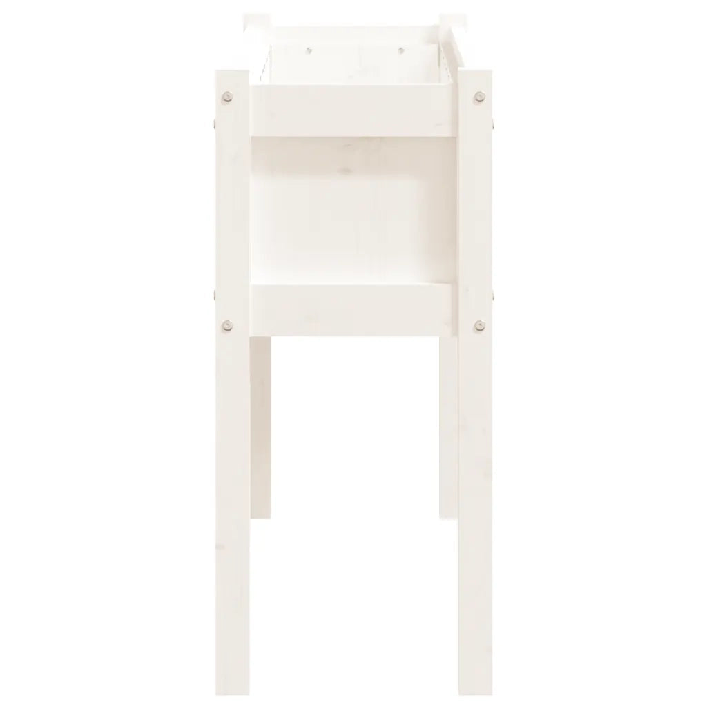 Fioriera da Giardino con Gambe-Vaso da Esterno-Contenitore per Piante Bianca 110x31x70cm Massello Pino