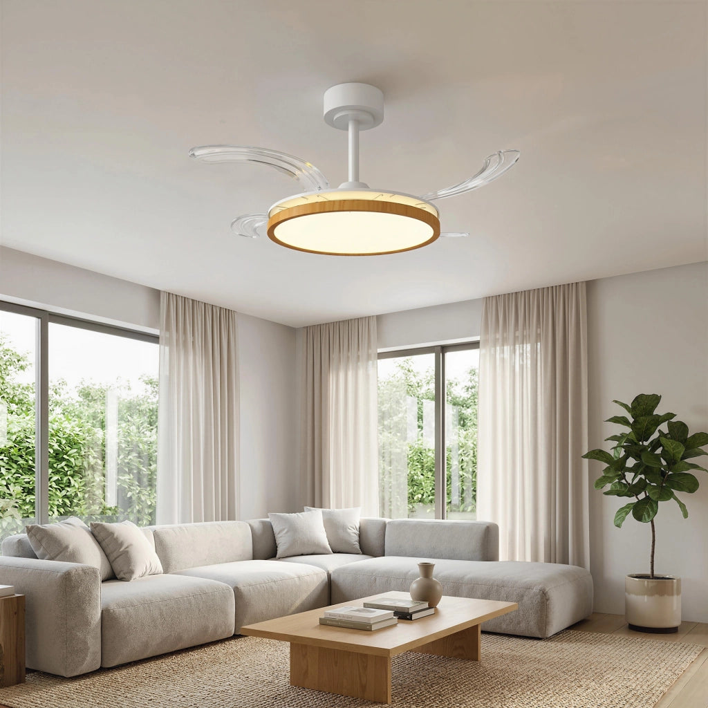 Ventilatore a Soffitto con Luce e Telecomando ¨C zephmum ¨C Legno Naturale 95 cm