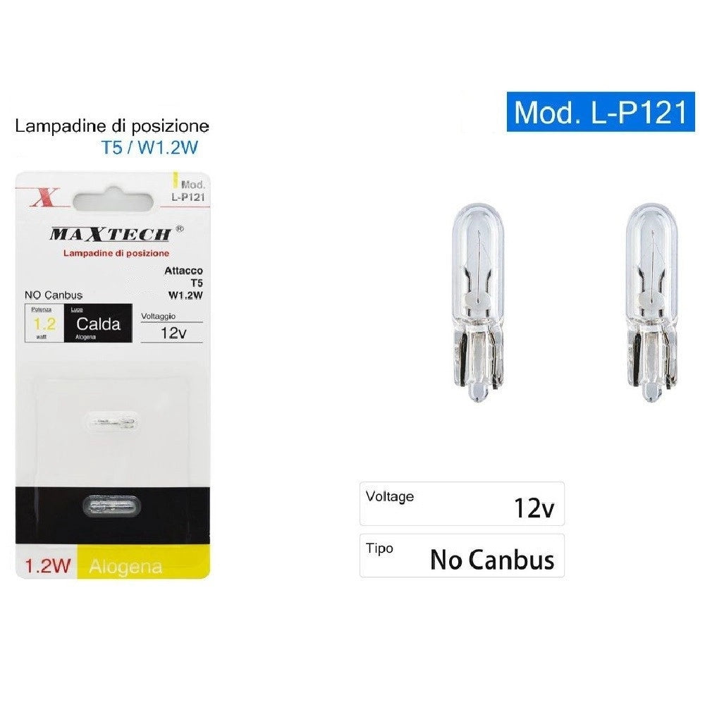 Trade Shop - Lampadine Di Posizione T5 L-p121 12 Volt 1.2 Watt Luce Calda Alogena No Canbus -
