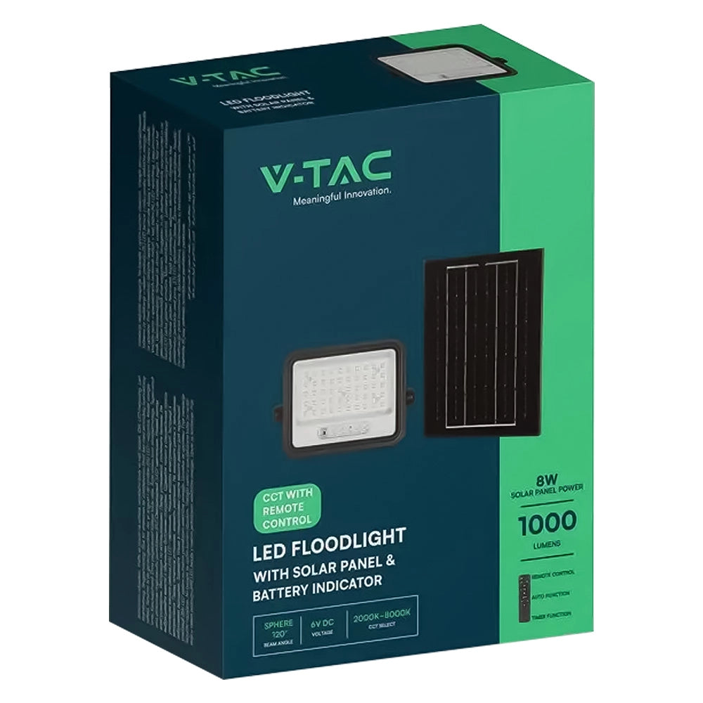 PROIETTORE A LED 'CCT' CON PANNELLO SOLARE 100W / 1000 lumen  - VTAC