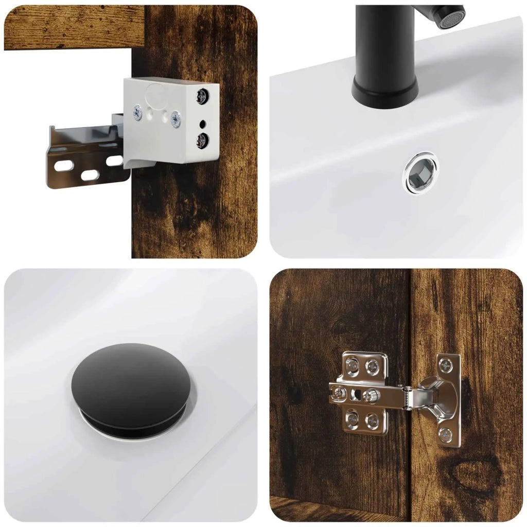 Mobile bagno con rubinetto Rovere Fumo 61 x 40 x 74,5 cm
