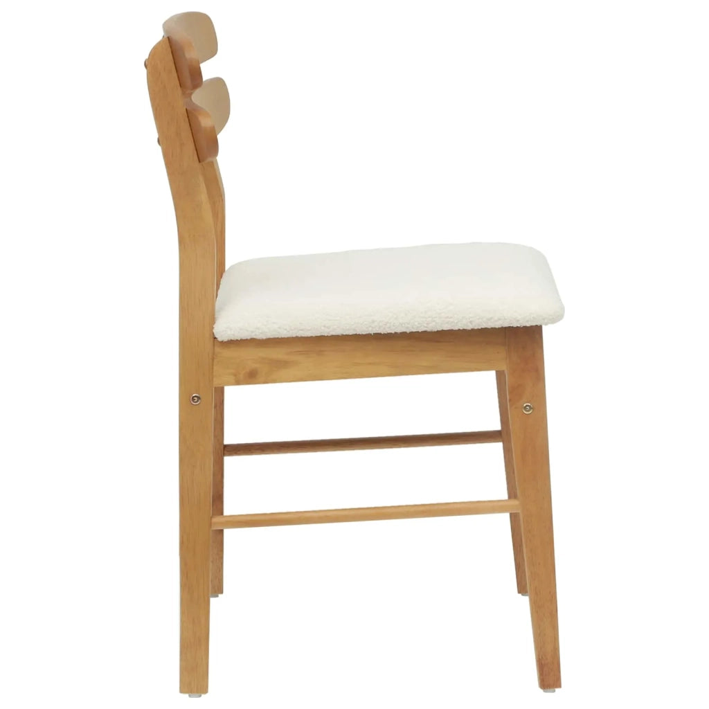 Sedia da pranzo 2 pcs Naturale e chiaro Legno di gomma solido