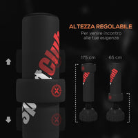 Sacco Boxe da Terra Autoportante con Bersaglio Regolabile Base Riempibile e Ventose   Nero