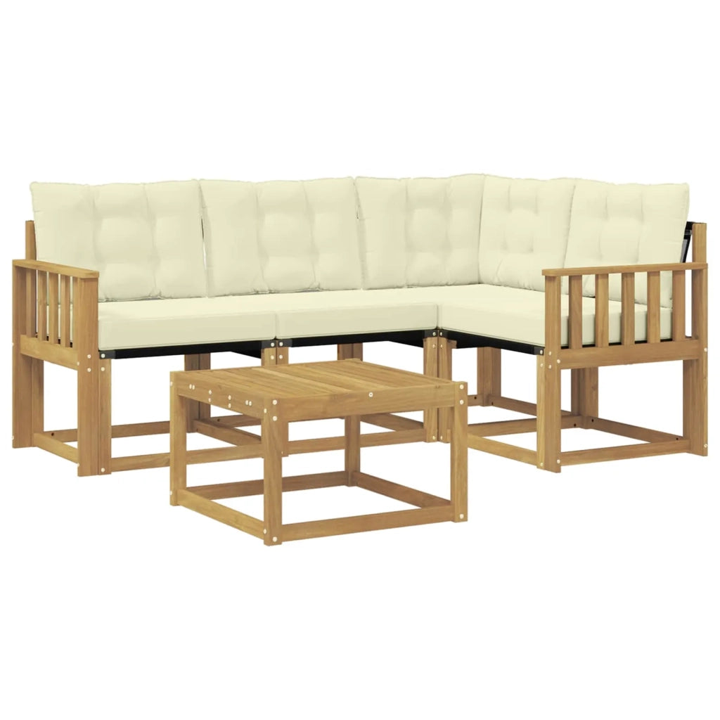 Set di divani da esterno con cuscino 5 pcs Bianco e Crema