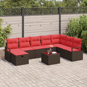 Set di divani con cuscino con archiviazione Marrone polyrattan 3359243