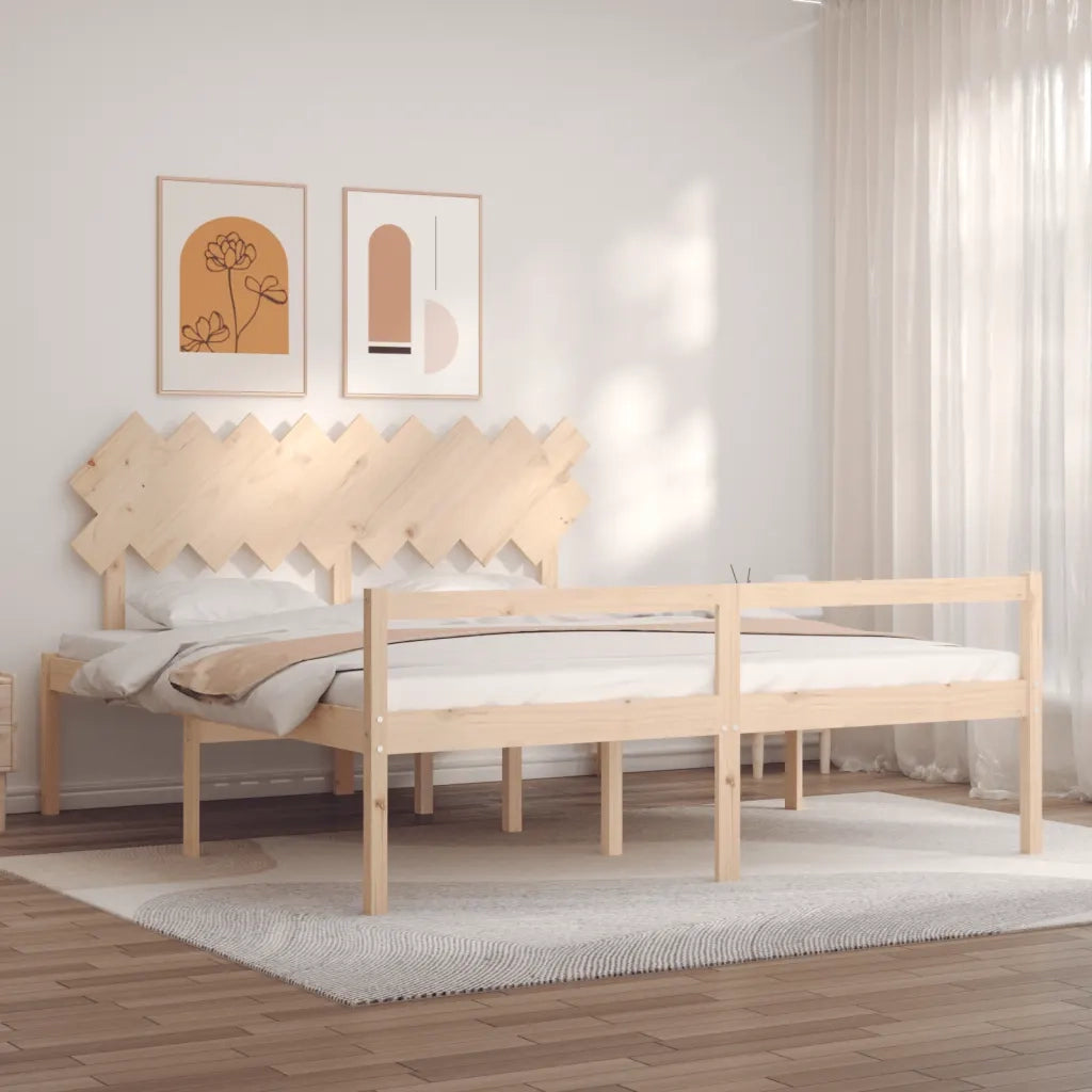 Letto per Anziani con Testiera Bianco Super King Legno Massello 3195561