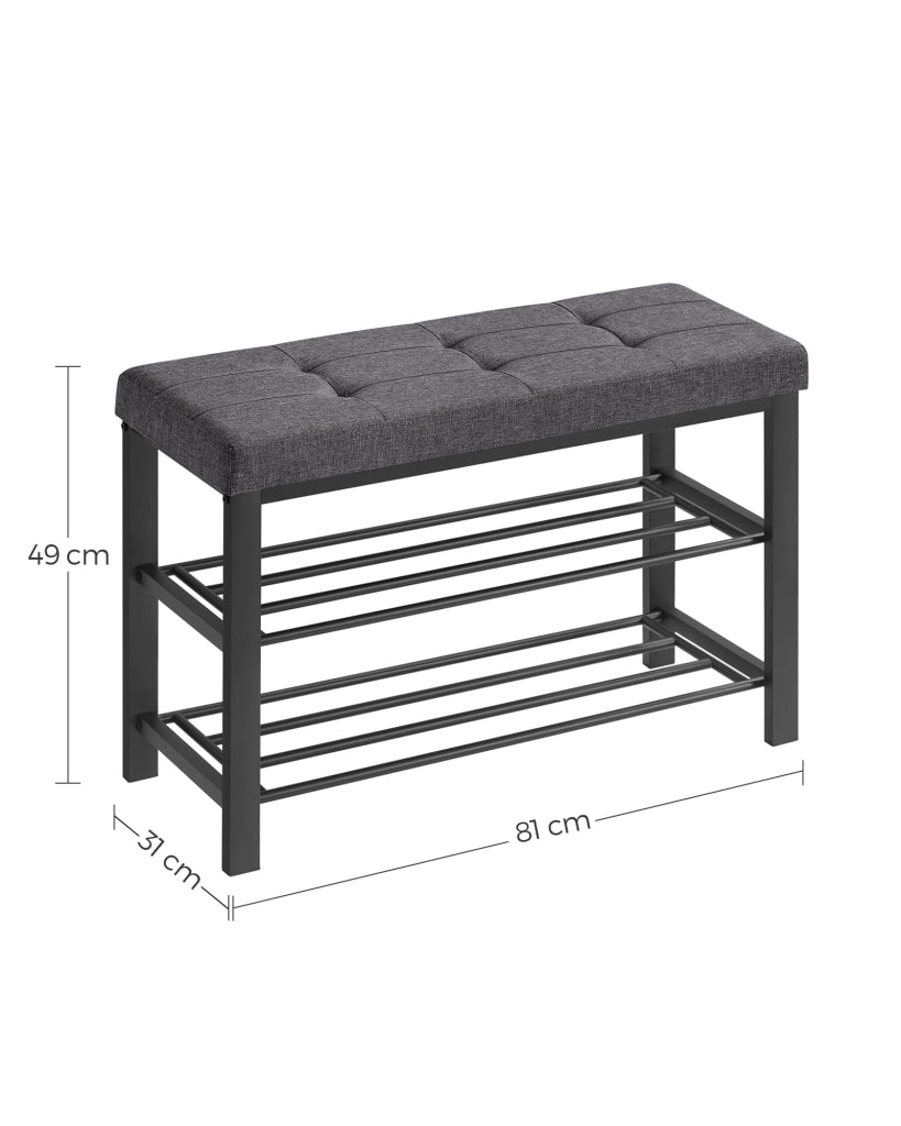 Scarpiera VALORA con seduta, grigio scuro, stile industriale LBS57GYZ