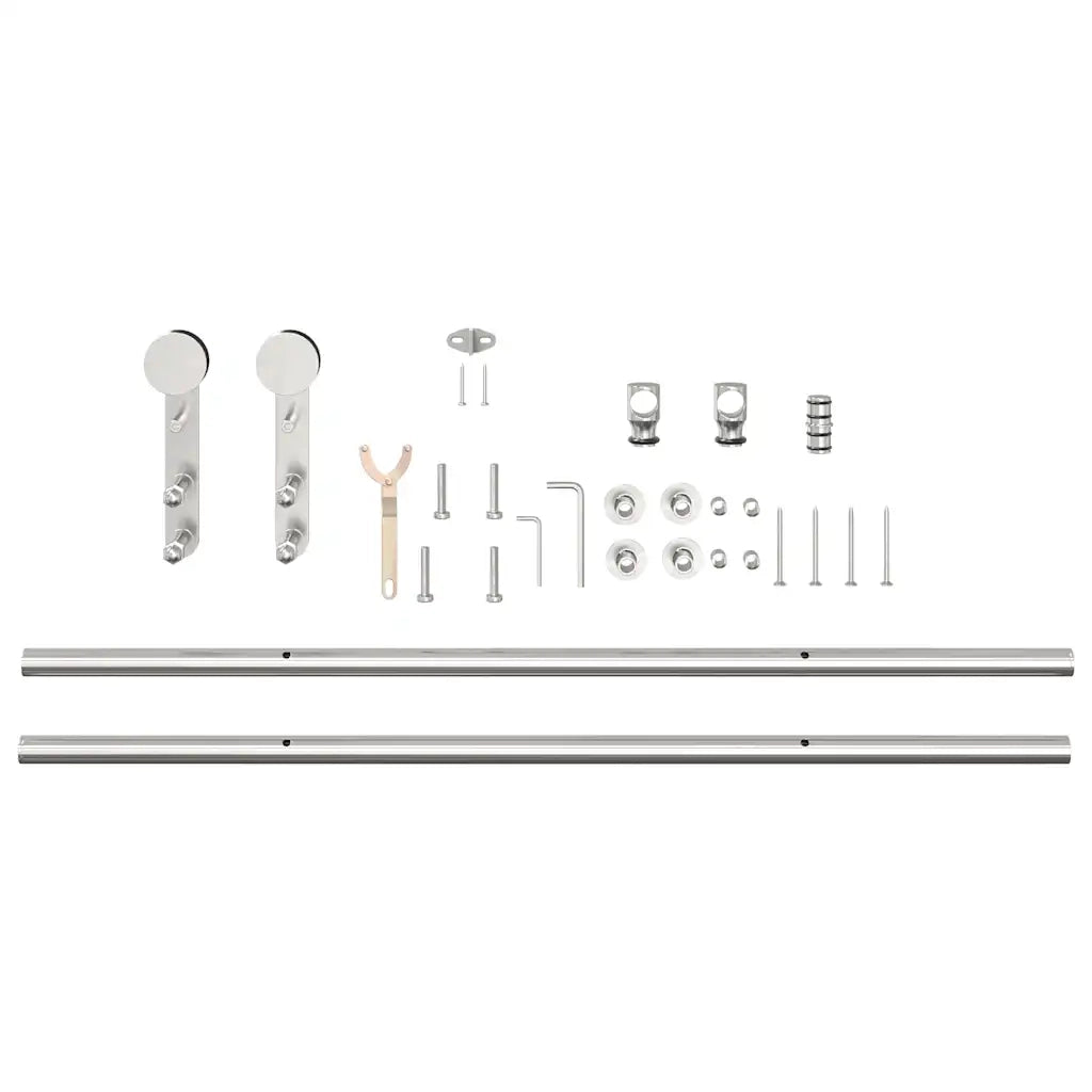 Kit Binari Porta Scorrevole 200 cm Acciaio Inossidabile Argento 4009702