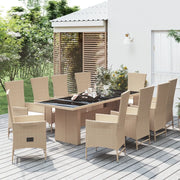 Set da Pranzo da Giardino 11 pz con Cuscini Beige in Polyrattan 3157574