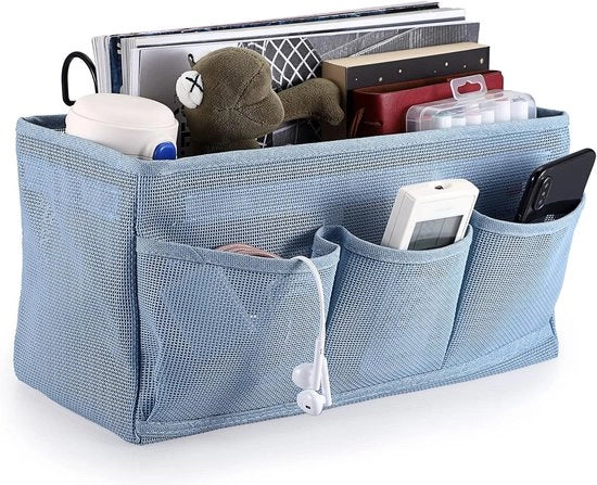 Cassettiera con Borse da Riempimento per Organizzazione del Letto - Borsa da Riempimento Multifunzione per Casa, Scuola e Ospedale - Blu.