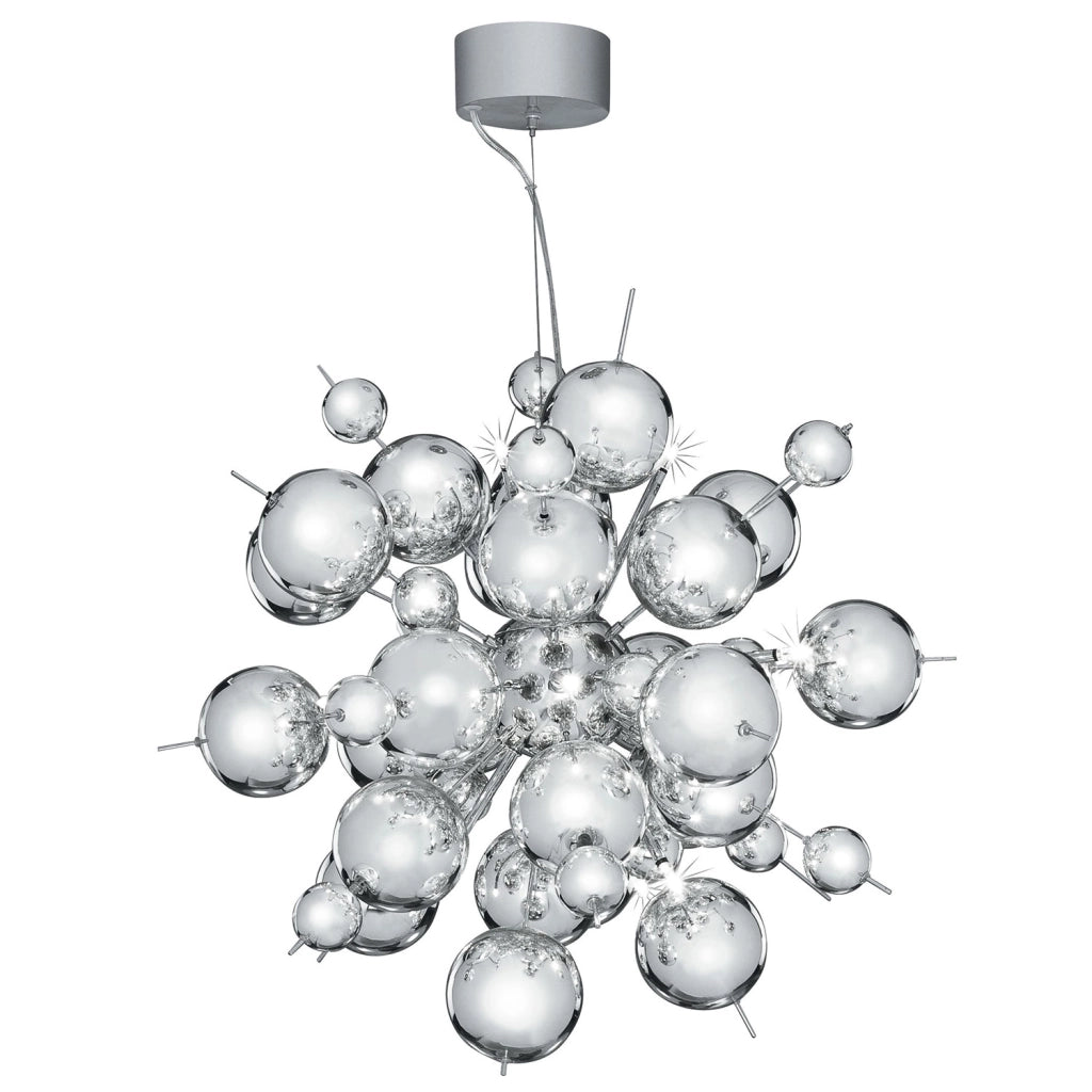 Lampadario Contemporaneo Molecola Acciaio Cromo 12 Luci G4 1,5X12W