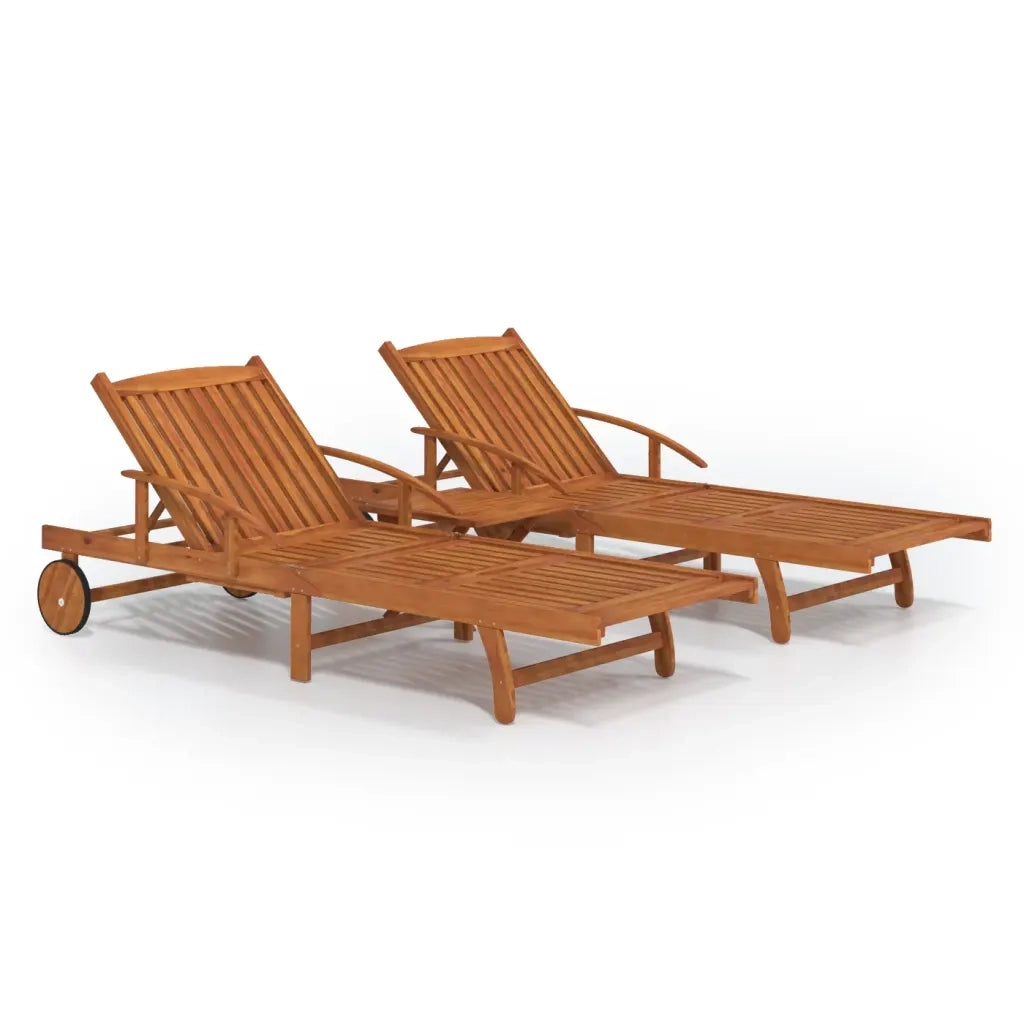 Set Lettino Prendisole con Tavolo 2 pz Legno di Massello Acacia  cod mxl 17718